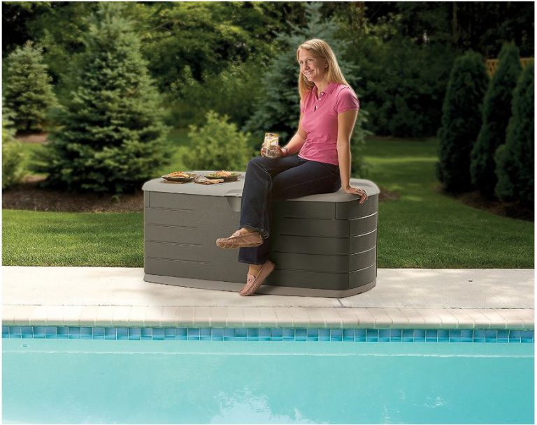 Rubbermaid Large Deck Box Combines Storage, Seating and Table-Top Services